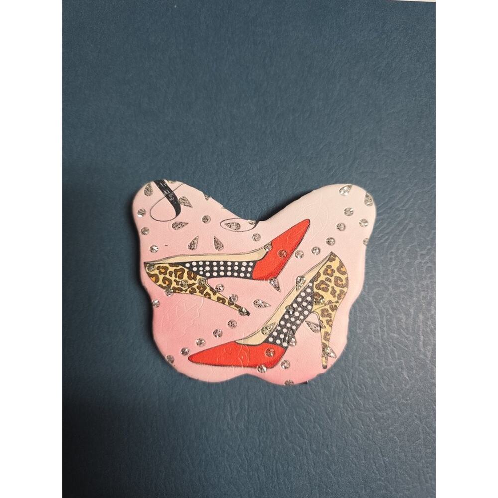 Vintage Butterfly Compact Mirror with Shoe Design